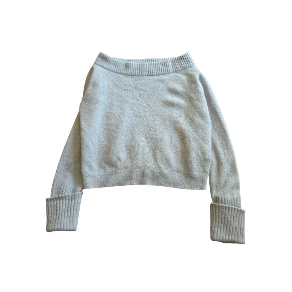 CLUB MONACO‎ Light Baby Blue Boat Neck Wool Alpaca Old Money Preppy Sweater SP